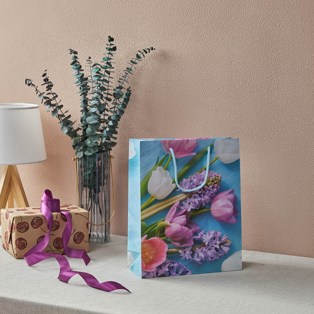 LADECOR Пакет подарочный, бумажный, 26x32x10 см, 4 дизайна, тюльпаны - #4