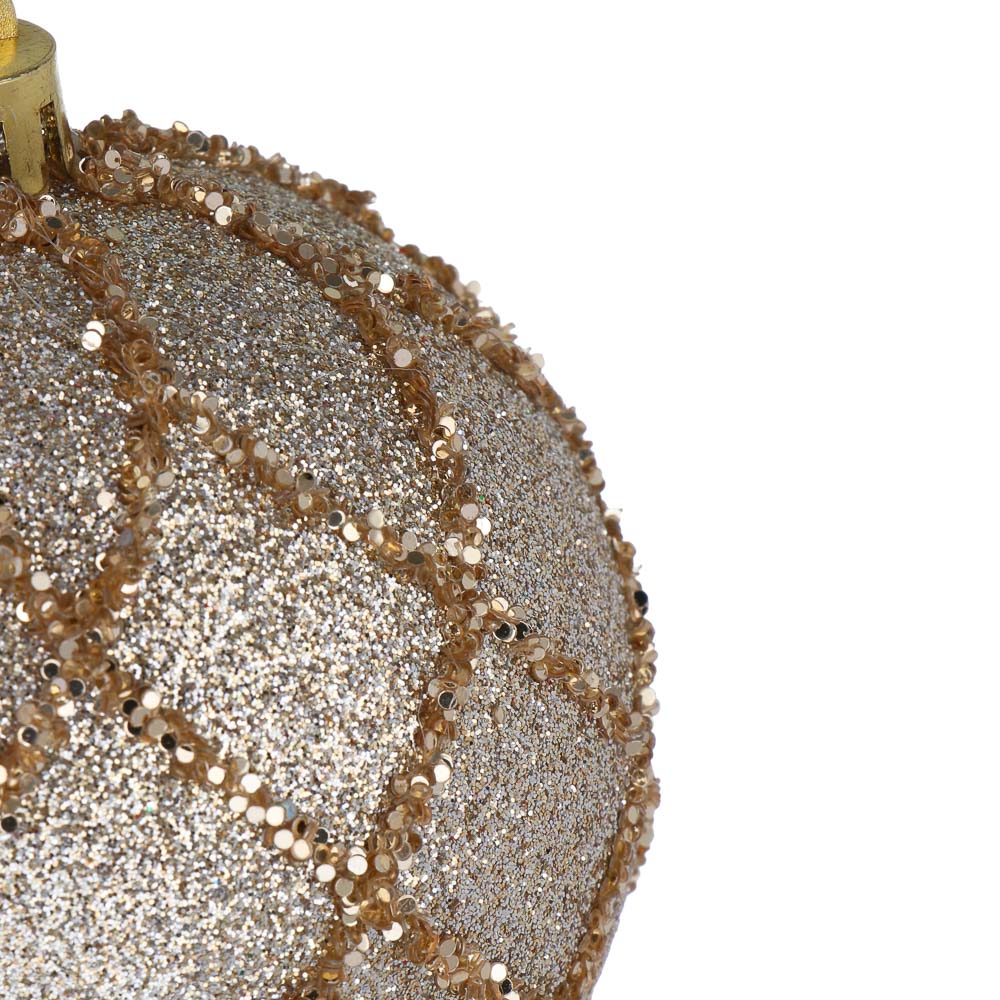 СНОУ БУМ Шар пластик 8 см, шампань, с рисунком - #3