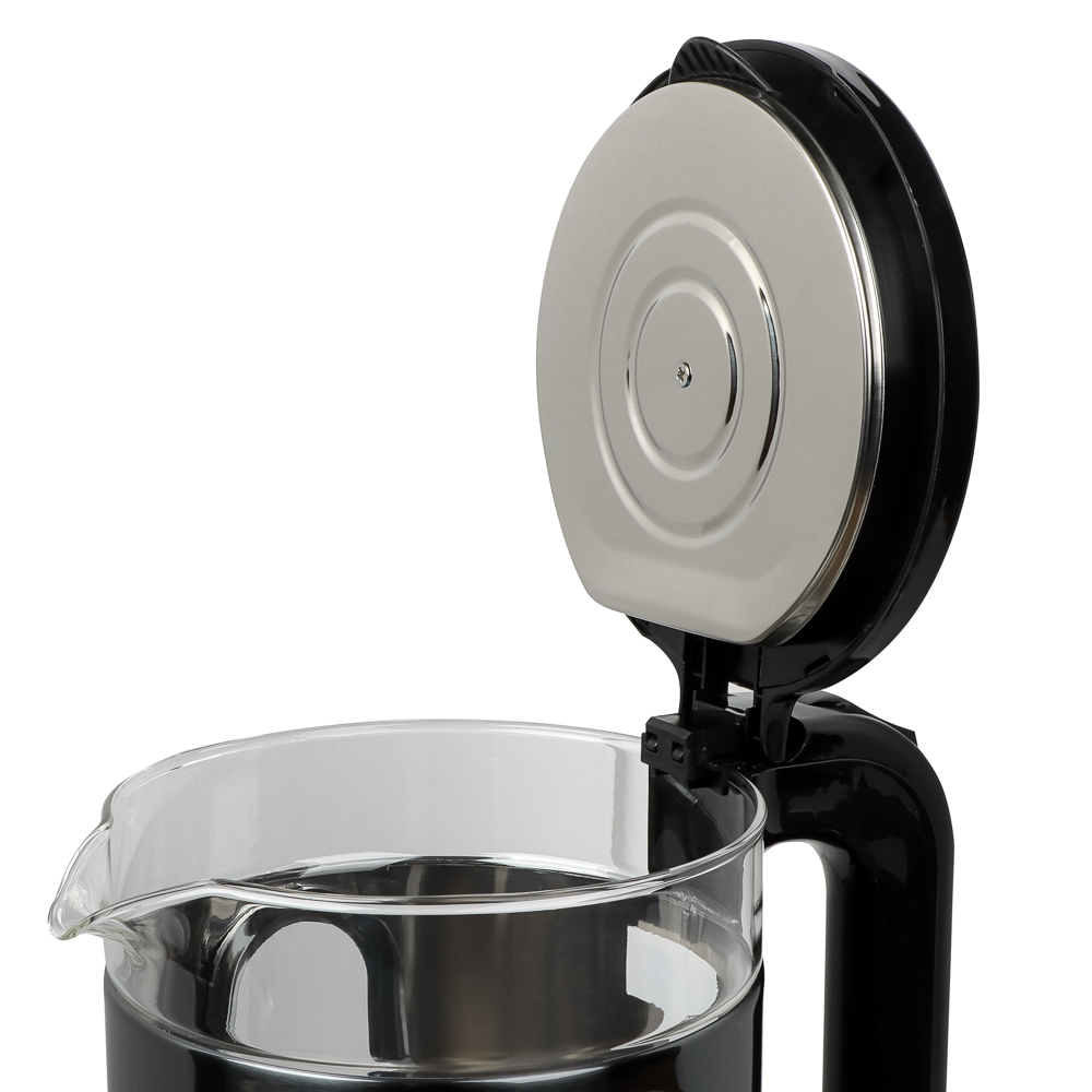 LEBEN Чайник электрический 1,8л, 1500Вт, стеклянная колба, металл, пластик, серый - #6