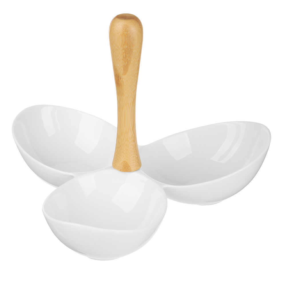 Менажница тм MILLIMI, 22,5х20.5х16см, фарфор, бамбук - #4