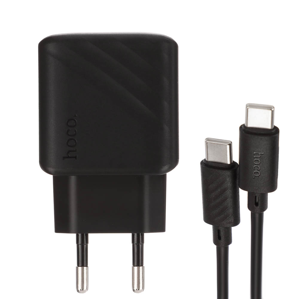 hoco. Зарядное устройство модель CS24A, USB-С 25W + Кабель для зарядки С-C, цвет: черный - #10