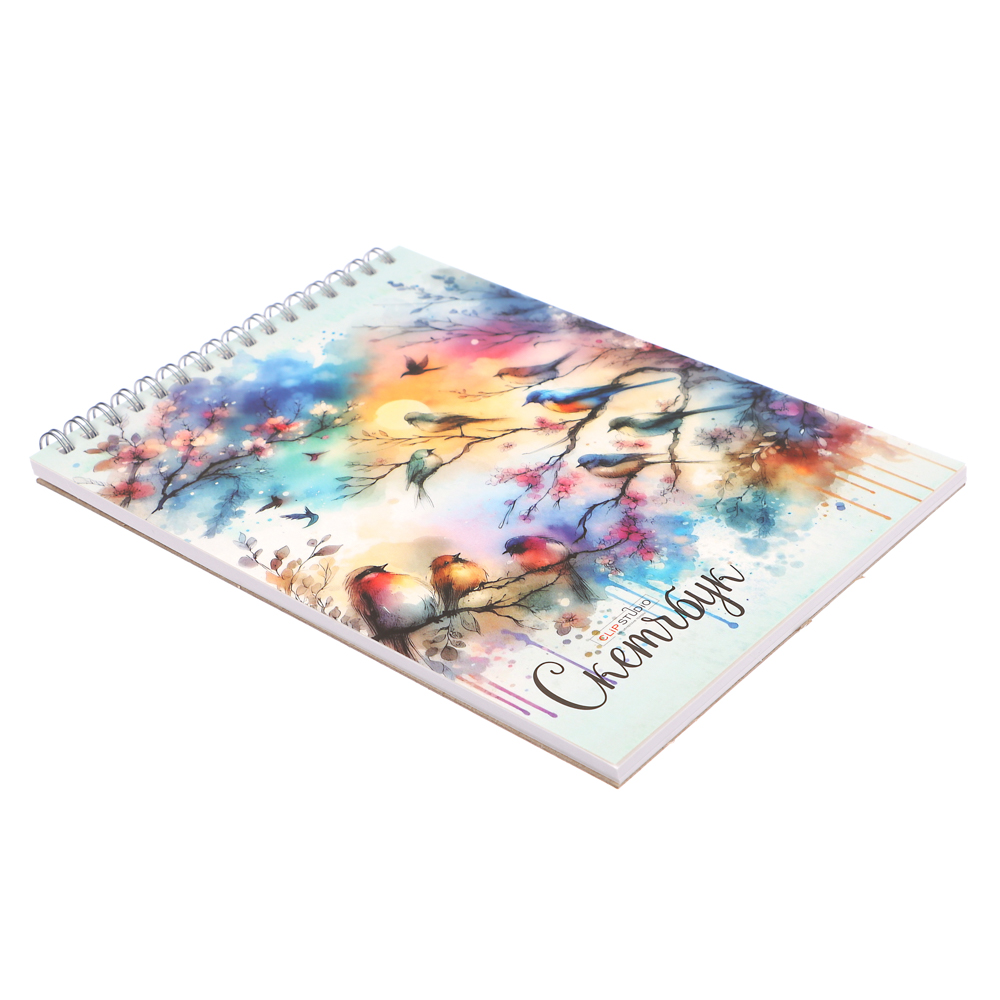 Скетчбук А5 (альбом), 14,5х20cм, 30л. обл. картон, блок 120г/м2, спираль, тв. подложка, 4 диз. - #12