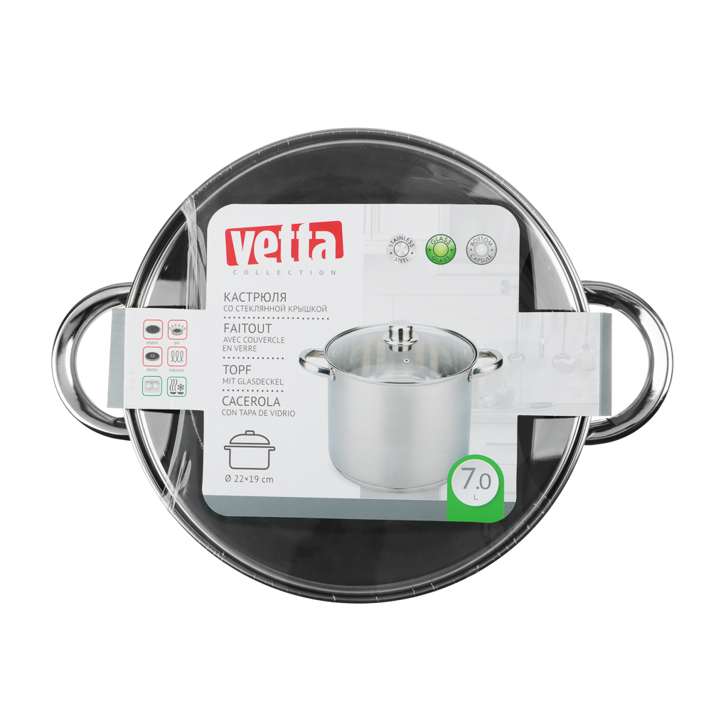 VETTA Орландо Кастрюля 22х19см, 7,0л, со стекл. крышкой, индукция - #6