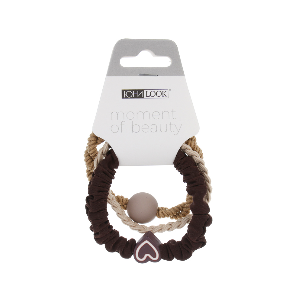 ЮНИLOOK Резинки для волос 3шт, d5,5см, полиэстер, пластик, 3 цветовых сочетания, ACS-109 - #7