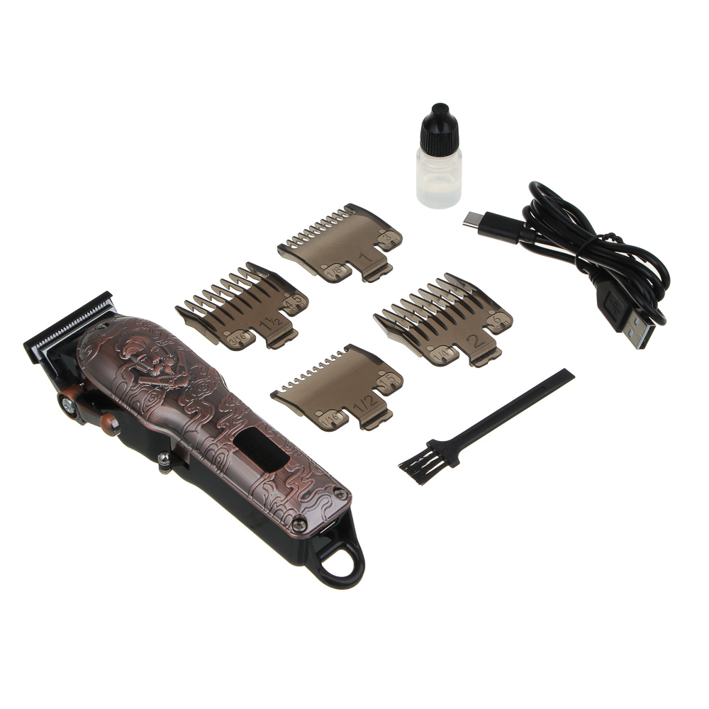 LEBEN Машинка для стрижки, 900 мА/ч, 3 часа работы, дисплей, 4 насадки 1,5/3/4/6 мм, масло, расчёска - #4