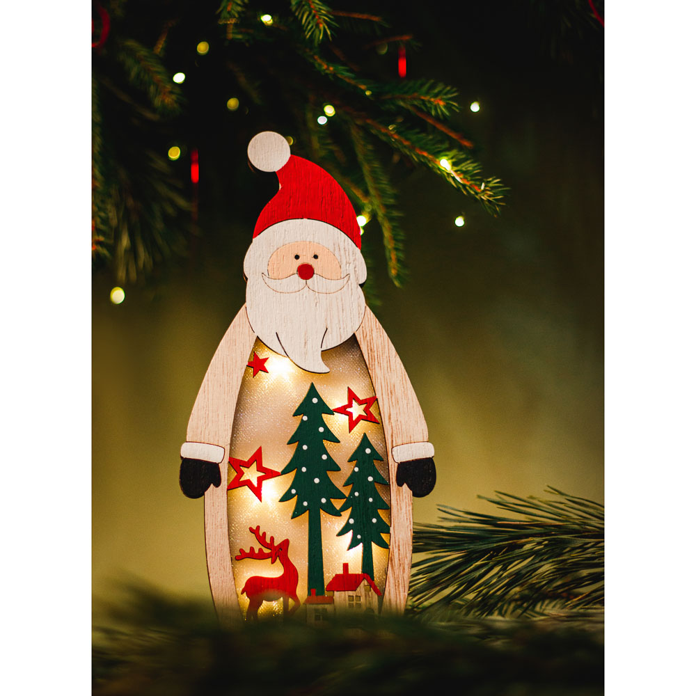 СНОУ БУМ Сувенир новогодний декор с LED подсветкой, 12x28 см, дерево, пластик - #5