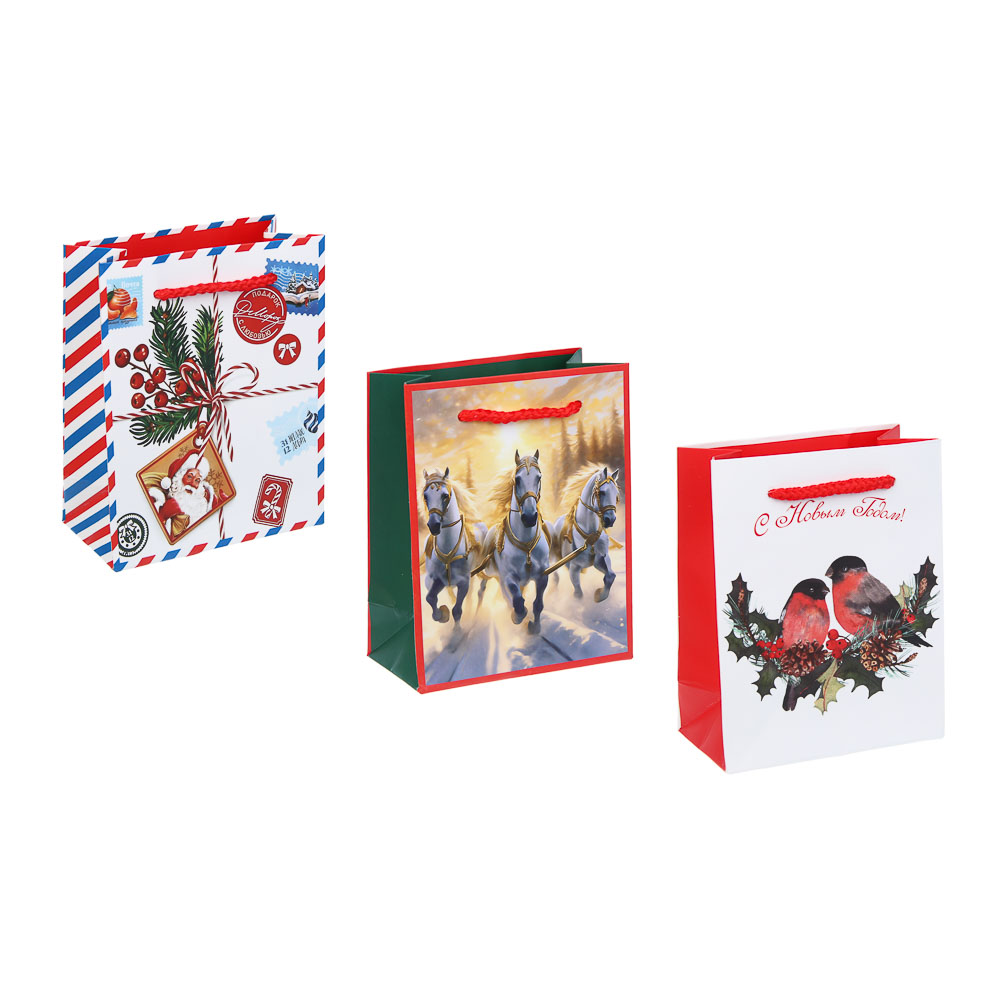 Пакет тм СНОУ БУМ подарочный, 11,5x14,5x6 см, бумага, арт.29, 3 дизайна - #1