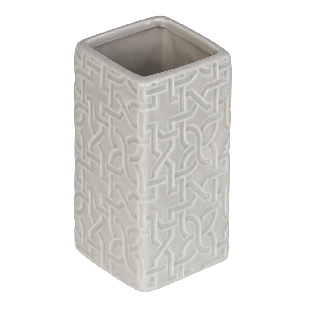 VETTA Стакан для ванной комнаты, керамика, 6x6x12,5 см, орнамент, беж - #4
