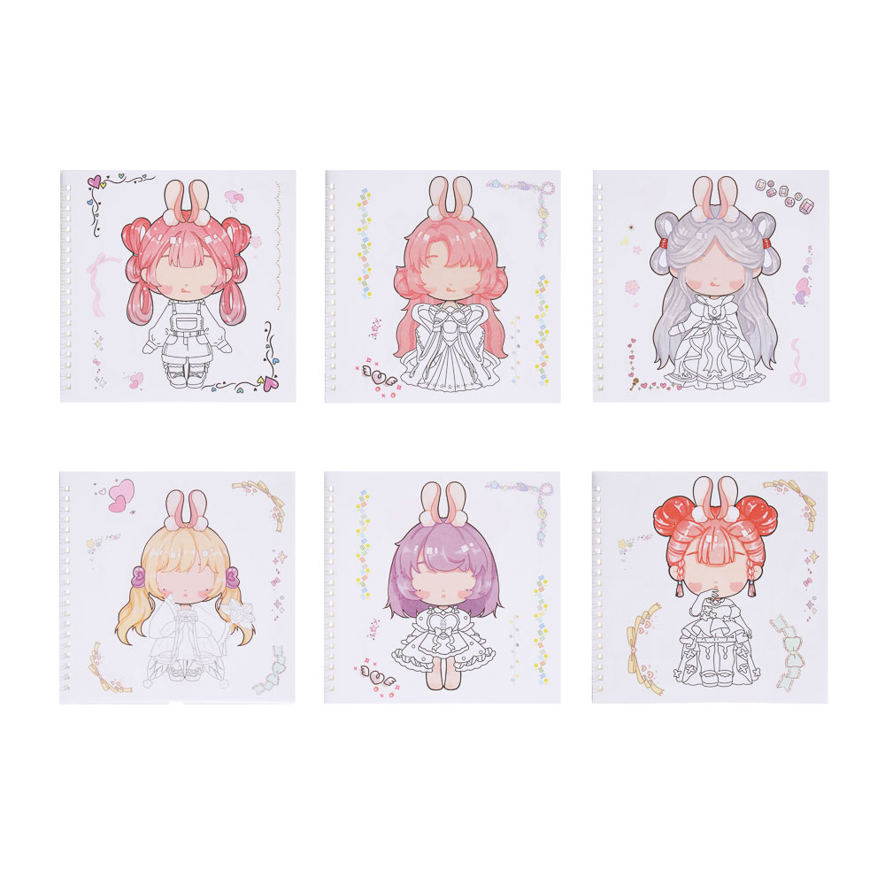 Раскраска детская "Анимэ" с наклейками и сухими красками 19стр, 19х19см, бумага, 4 дизайна - #6