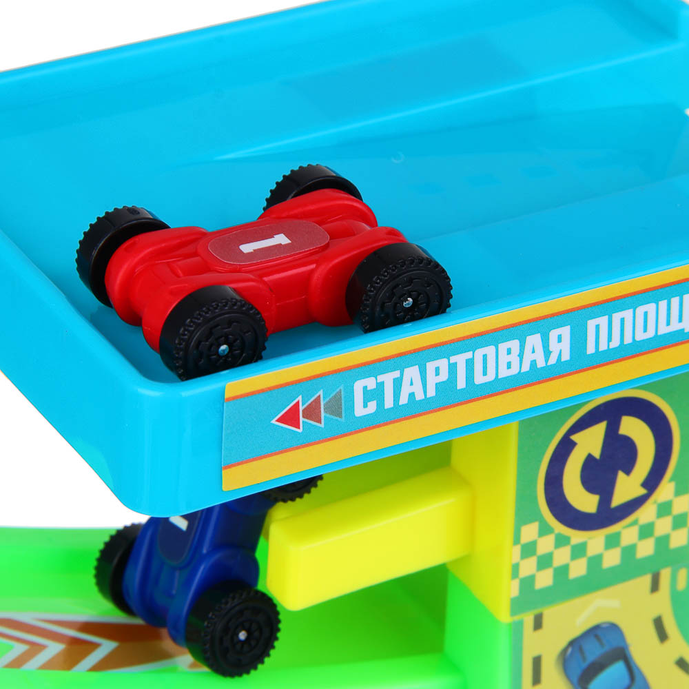ИГРОЛЕНД Автотрек "Гонки", пластик, 4 машинки, 21,5х22х5 см - #8
