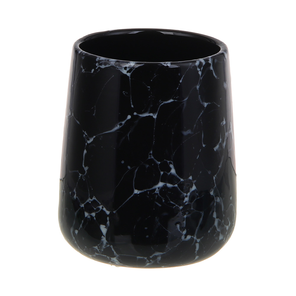 VETTA Стакан для ванной комнаты, 400 мл, 10,5x9x9 см, керамика, "Космос", мрамор черный - #1
