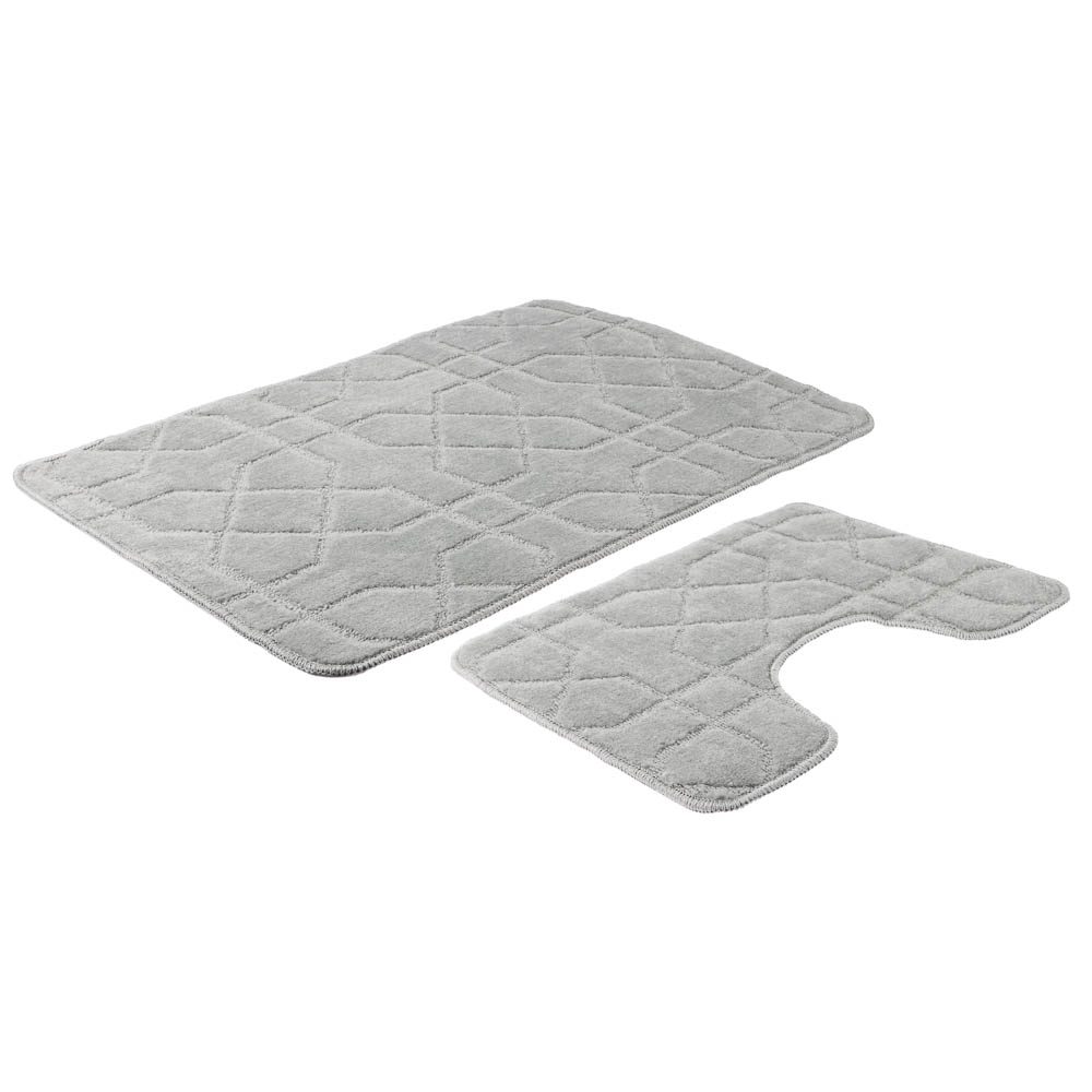 Набор ковриков для ванной и туалета тм VETTA Геометрия, 50x80см + 50x40см, полиэстер, 3 цвета - #7