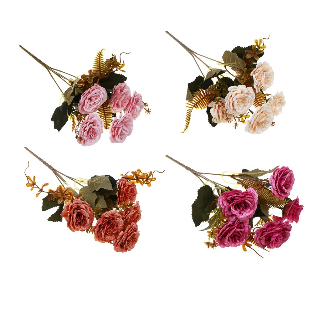 LADECOR Букет искусственных цветов, розы, 30 см, пластик, ткань, проволока, 4 цвета - #1