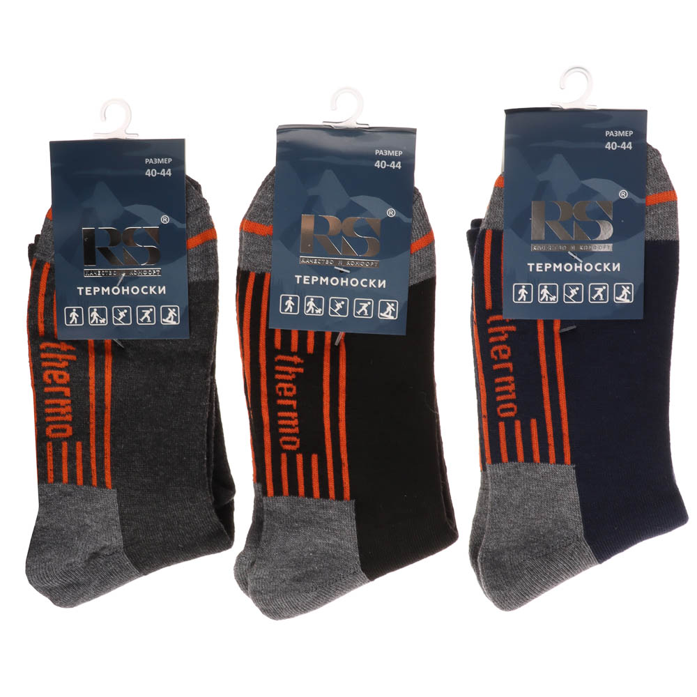Термоноски мужские классические R082 р. 40-44, состав полиэстер 92%, спандекс 6%, латекс 2% - #6