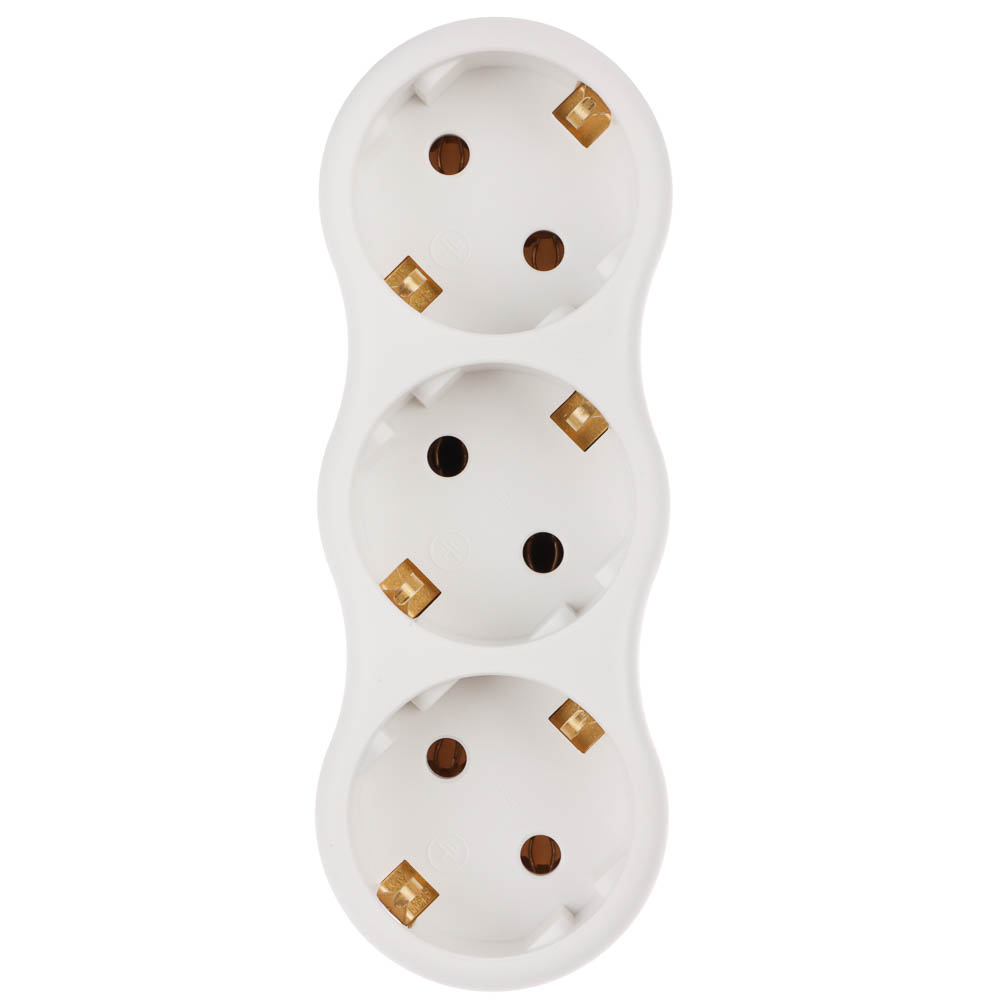 Разветвитель 3 гнезда Intro, евро, с заземлением, 16А, 250В, TR3e-W, белый - #2