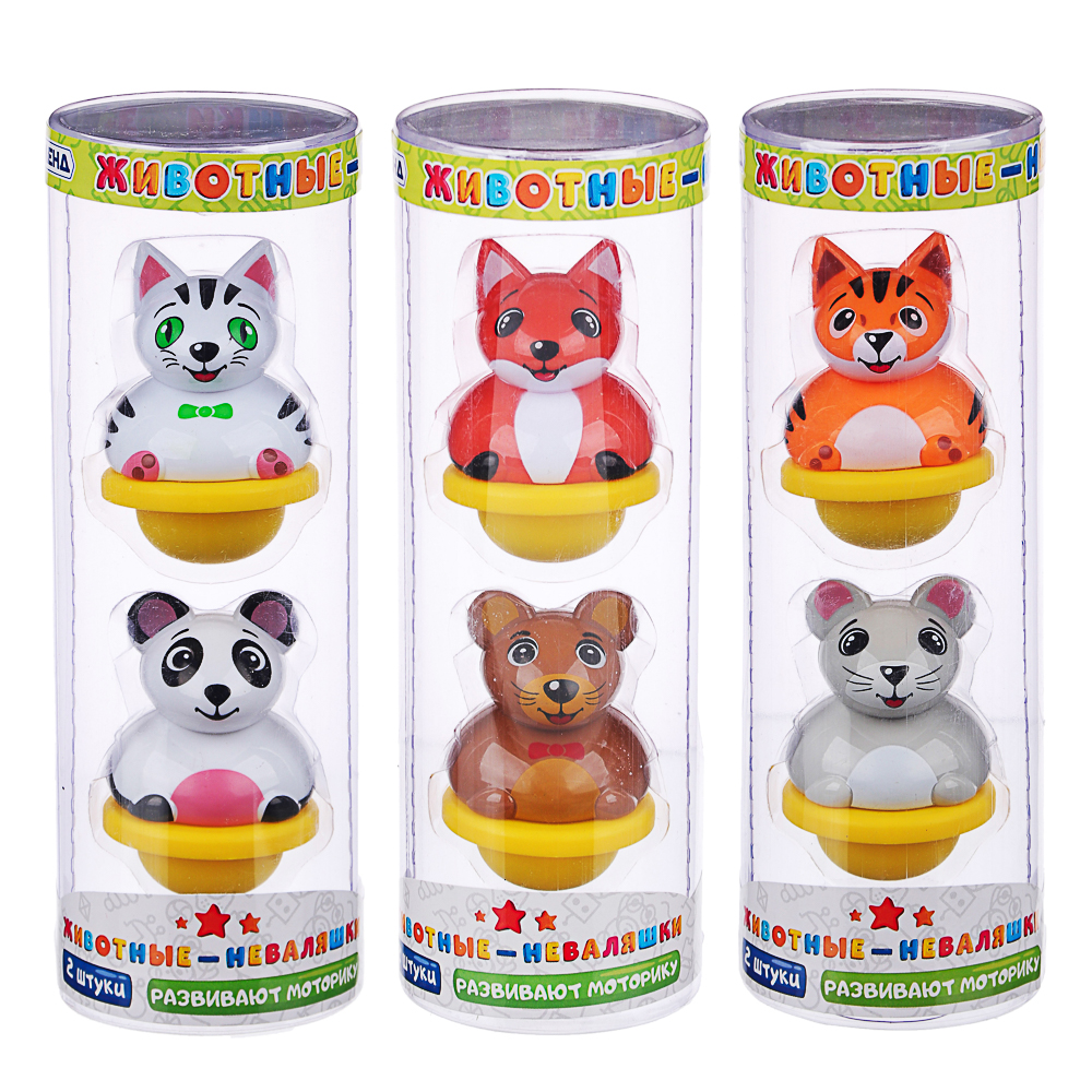 ИГРОЛЕНД Набор животных неваляшек 2шт, ABS, 6,5х19х6,5см, 3 дизайна - #4
