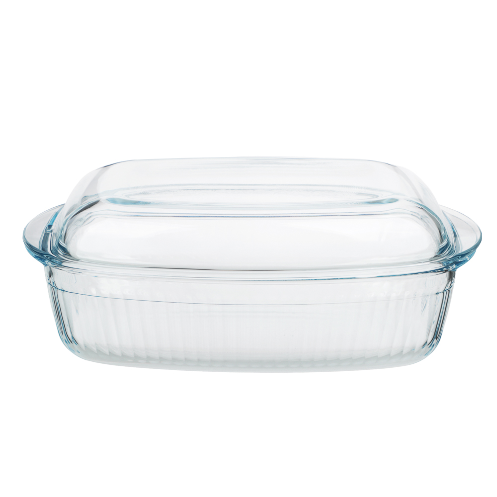 SATOSHI Утятница жаропрочная, рельеф, стекло, 37х22х9см, 4.5л - #4