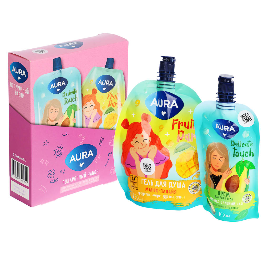 Подарочный набор женский AURA:Гель д/душа,250 мл+Крем д/рук и тела,100мл - #1