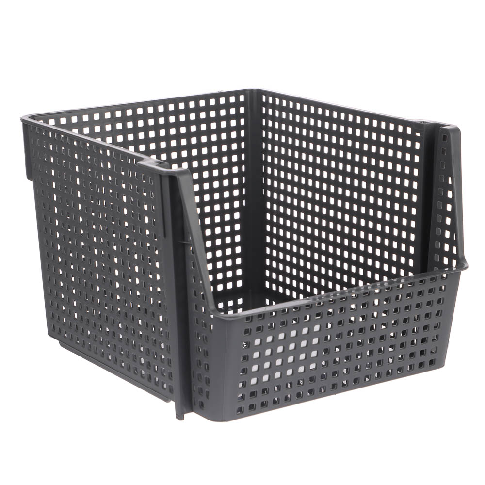 Корзинка для хранения Лофт10л штабелируемая серый, латте - #6