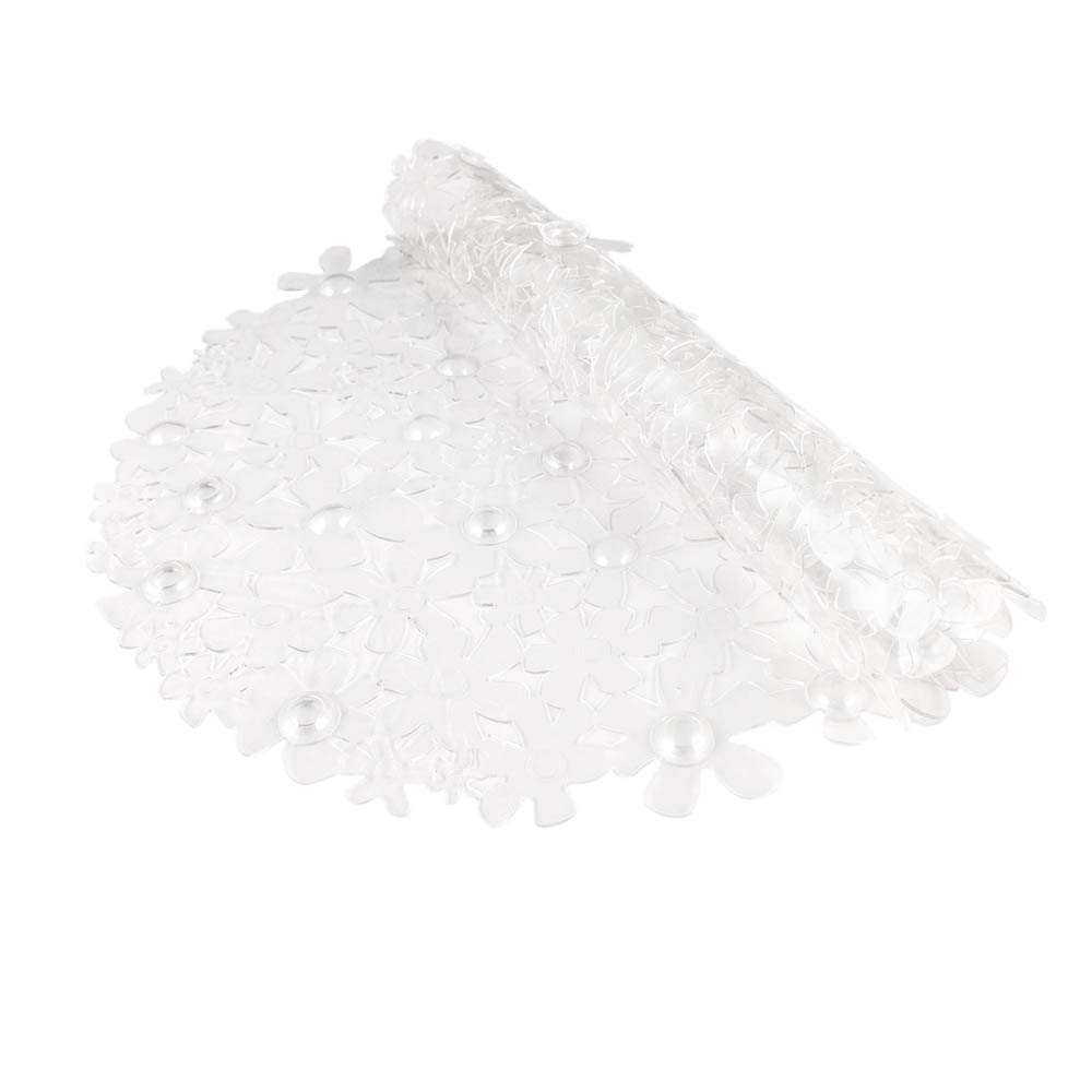 Коврик противоскользящий в ванную Цветы, ПВХ, 66смх35см, прозрачный - #2