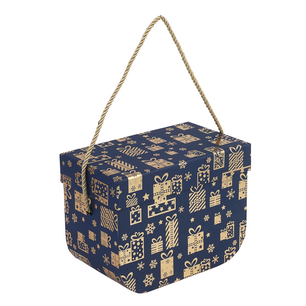Набор подарочных коробок 2 в 1 (15x11,5x7,9 см, 17,7x13,4x10,4 см) с золотым фольг.слоем, синий - #2