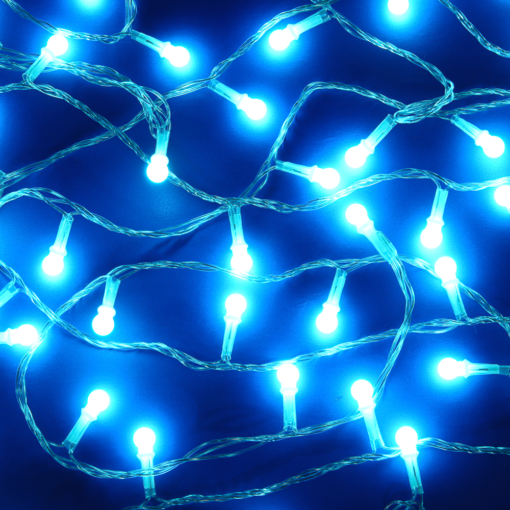 СНОУ БУМ Гирлянда эл. вьюн 10м, 100LED, аква, 8 режимов, ПВХ прозрачный, 220В - #1