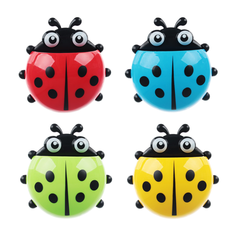 VETTA Держатель для зубных щеток и пасты на присосках "Божья коровка" пластик, 13,5х14см, 4 цвета - #1