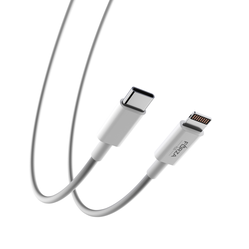 FORZA Кабель для зарядки микс Type-C - Type-C / iP, 1м, Быстрая зарядка QC3.0, белый - #10