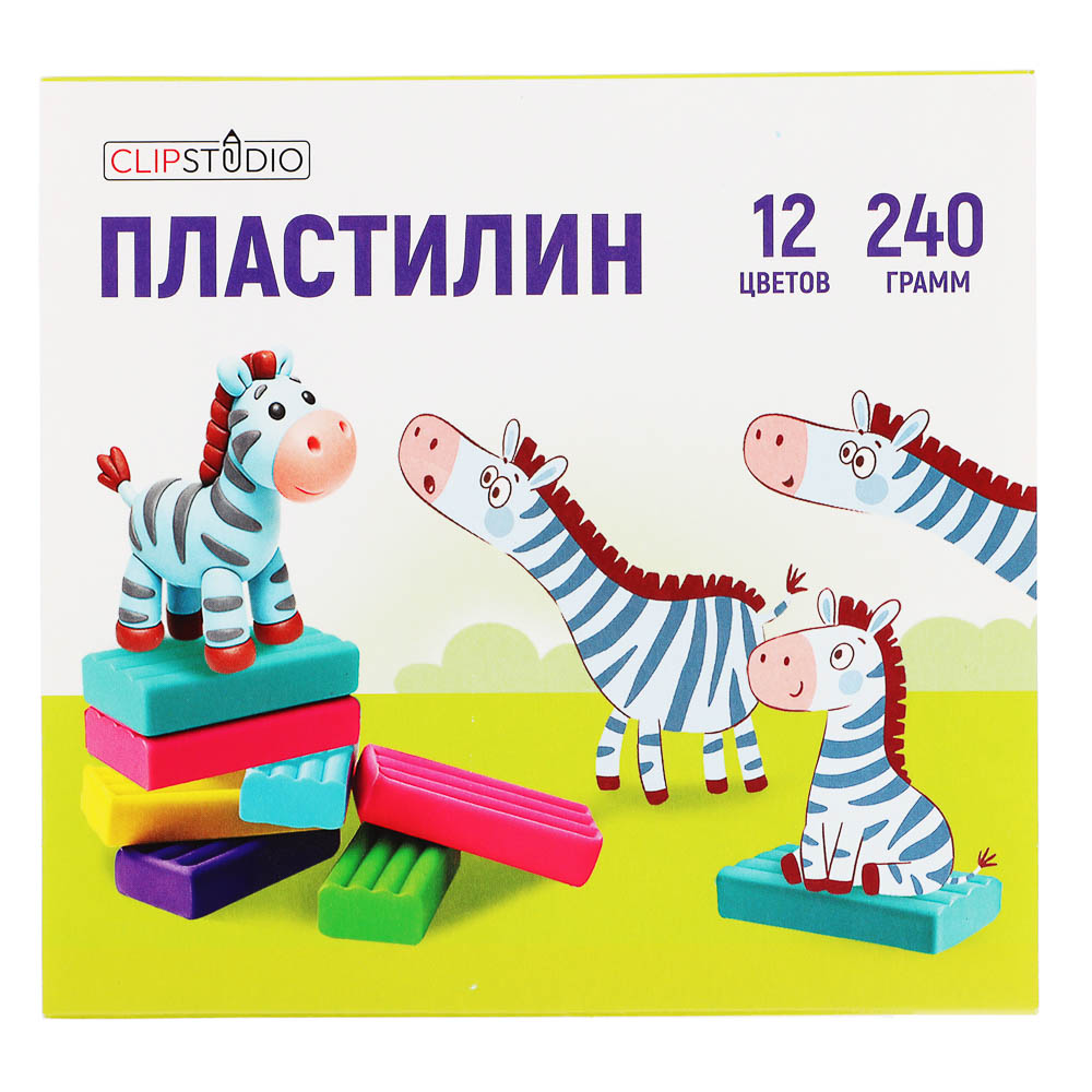 Пластилин 12цв. ClipStudio 240 грамм в картонном выдвижном пенале - #6