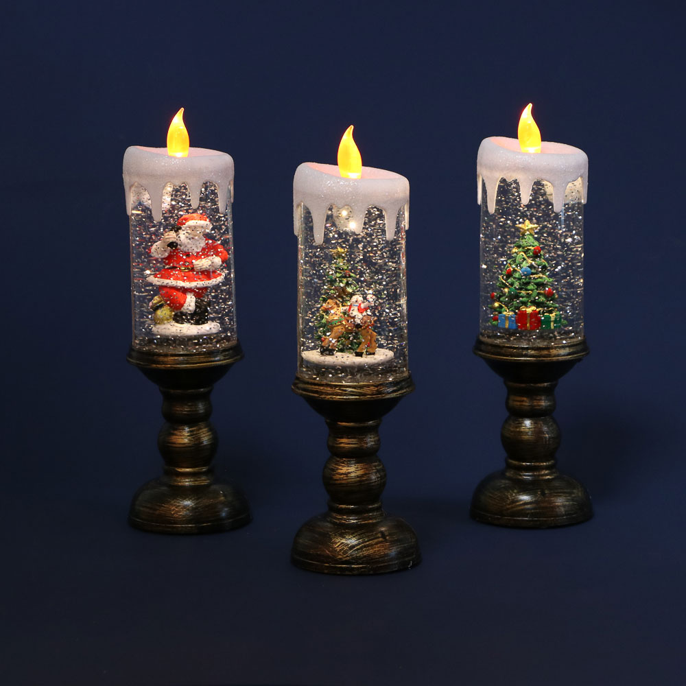 СНОУ БУМ Светильник декор. LED в виде свечи со снегом, 8х8х27см, PC, ABS, вода,3хAAA/USB,2реж.,3диз. - #7