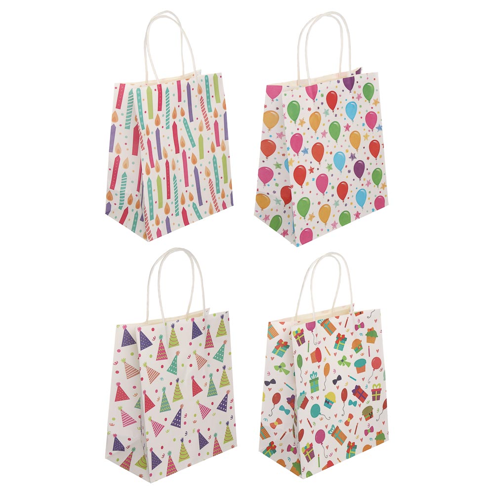 Пакет подарочный тм Fntastic, крафт, 120г, М 18x23x10см, бумага, 4 дизайна - #1