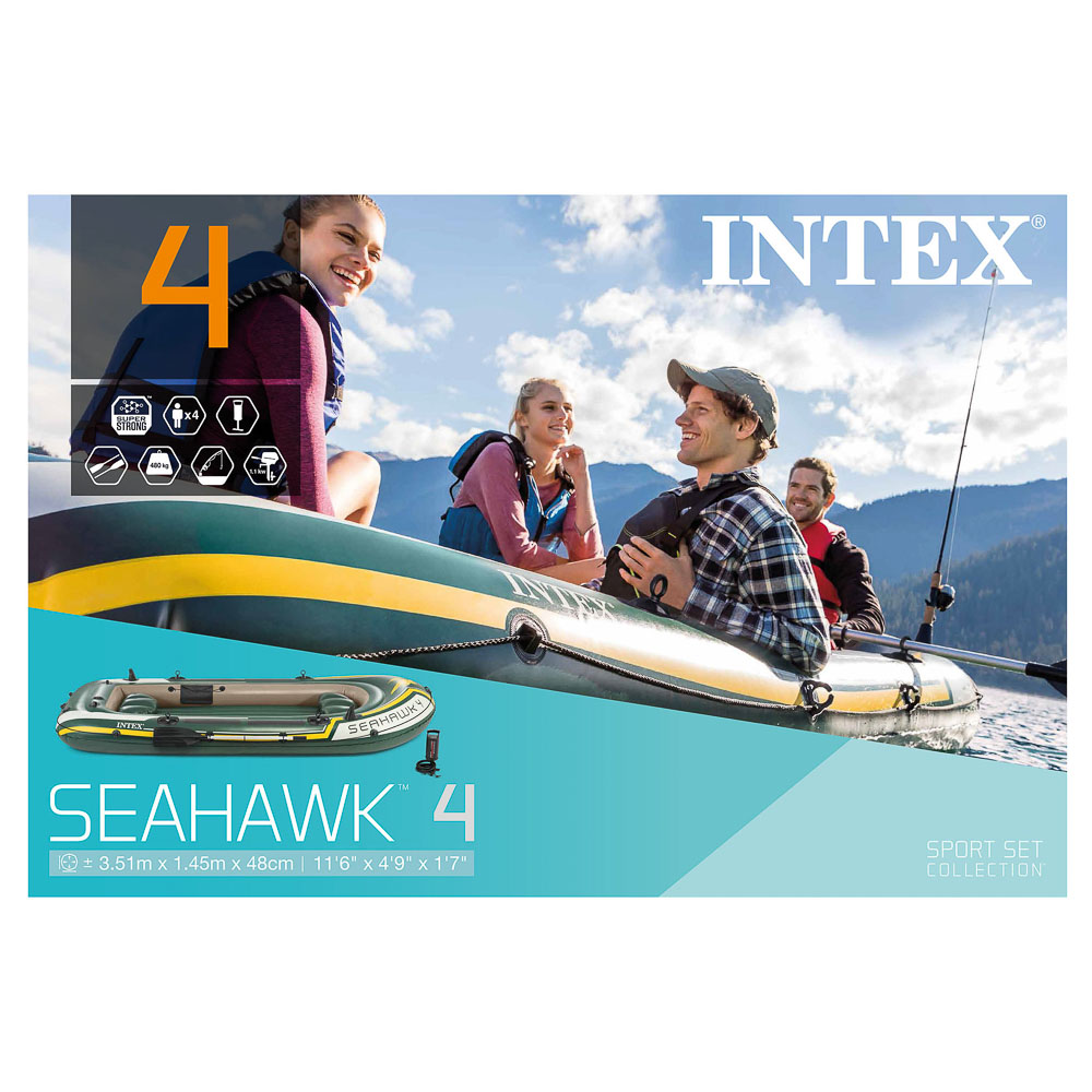 Лодка INTEX "Seahawk 4 Set" с веслами, трехкамерная - #10