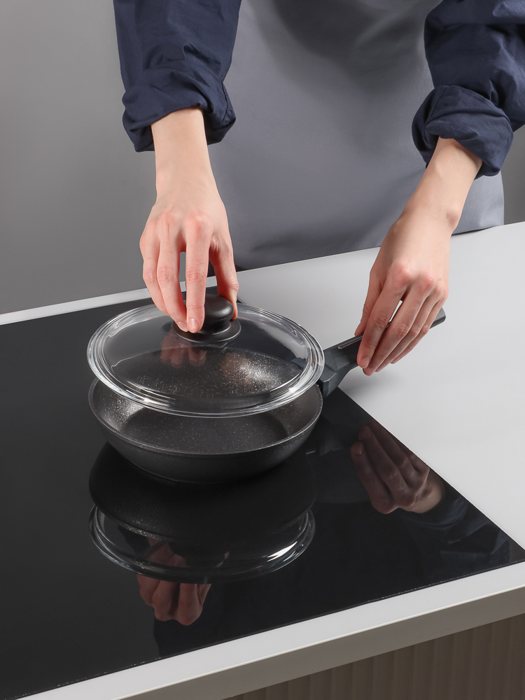 SATOSHI Крышка стеклянная безободковая с ручкой 20см - #5