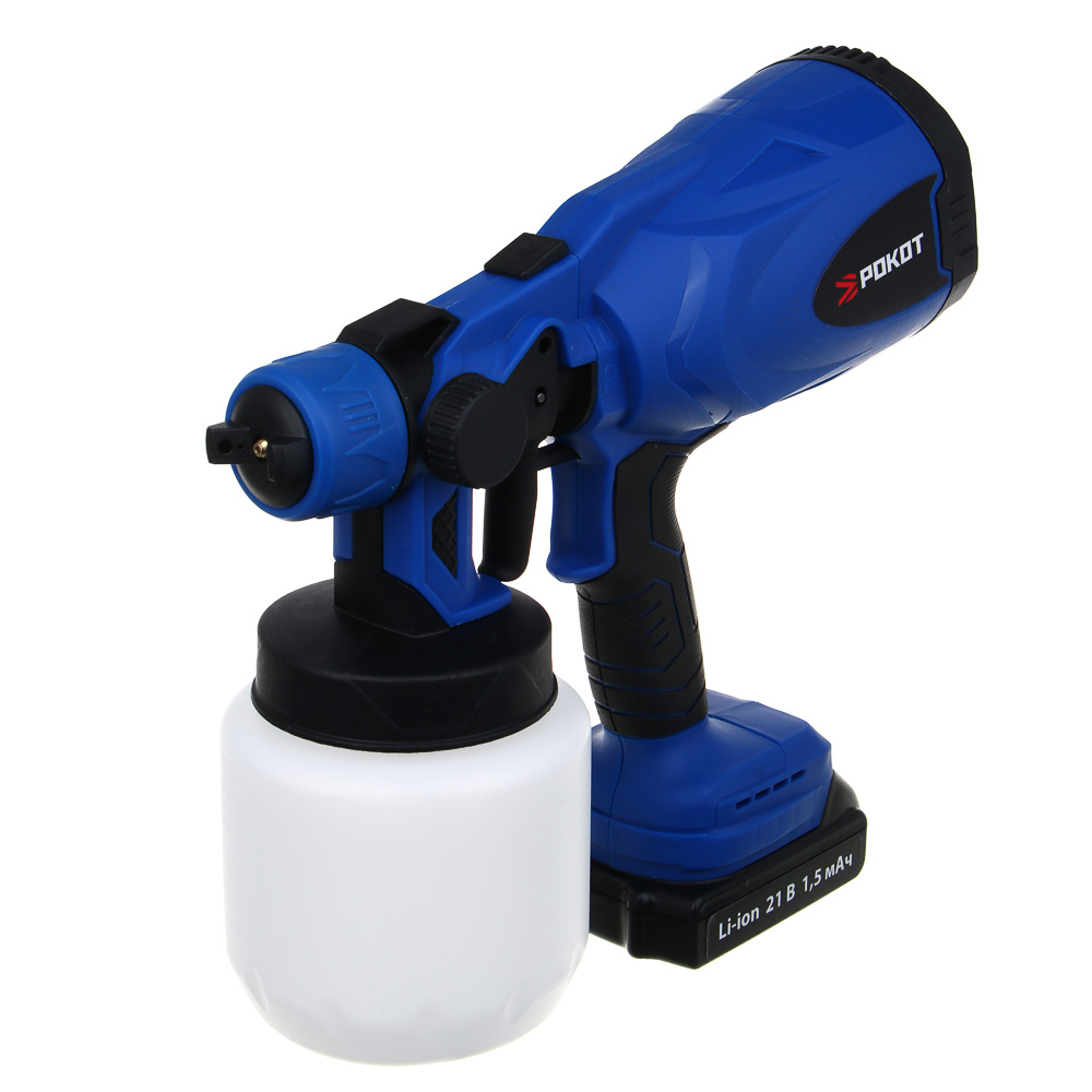 РОКОТ Краскораспылитель аккумуляторный, 21В, 1,5А Li-ion (1шт), з/у,бак 800мл, сопло 1,8мм, (ONE) - #1