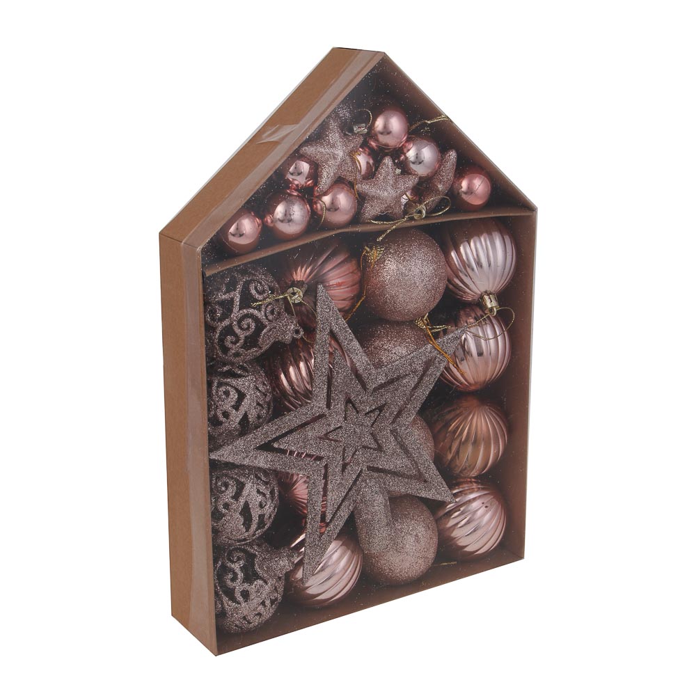 СНОУ БУМ Набор шаров и украшений 44 шт, 3см и 6см, розовое золото - #6