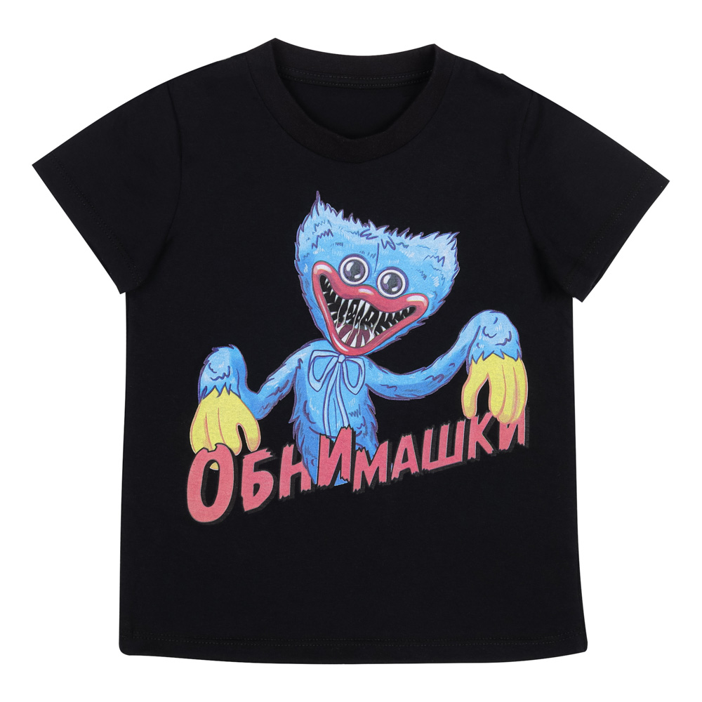 Футболка "ДЕТИ" Обнимашки, хлопок, размер 134, цвет черный - #1