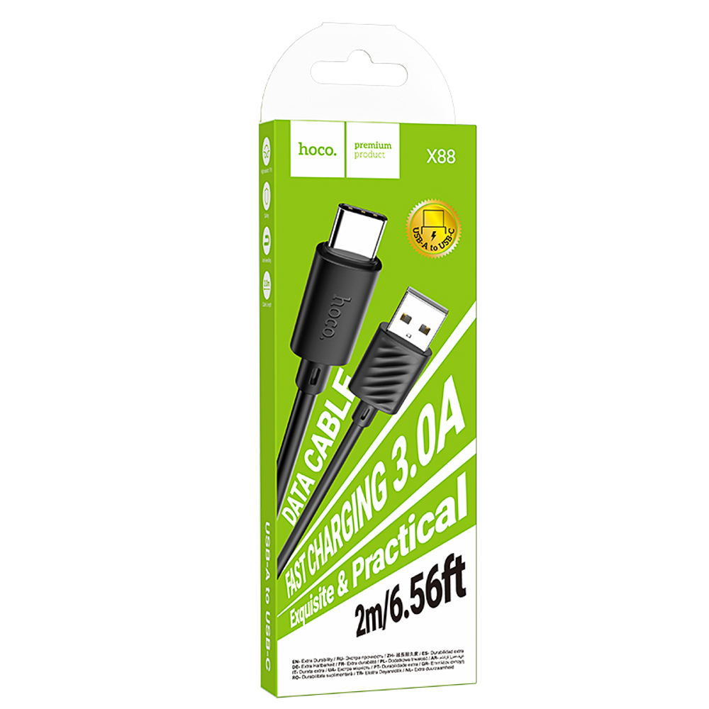 hoco. Кабель для зарядки модель X88, USB-C 2м, цвет: черный - #2