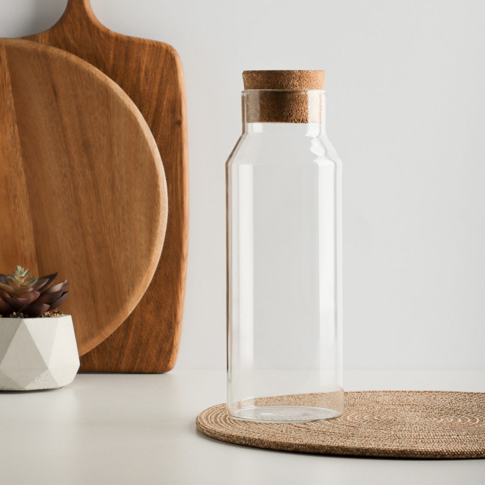 VETTA ЭКО Бутылка 1000мл, 25х9см, стекло, пробка - #5