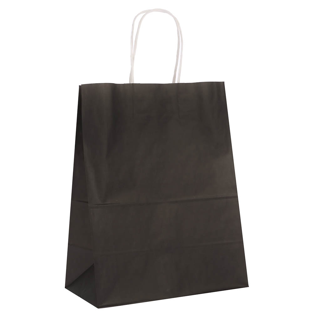 Пакет подарочный с кручеными белыми ручками L 24x14x3 0см, "Черный" внутри белый - #1