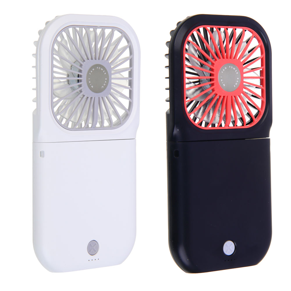 Вентилятор ручной складной с пауэрбэнком тм LEBEN 3.7в/1200мАч, USB-кабель, белый - #1