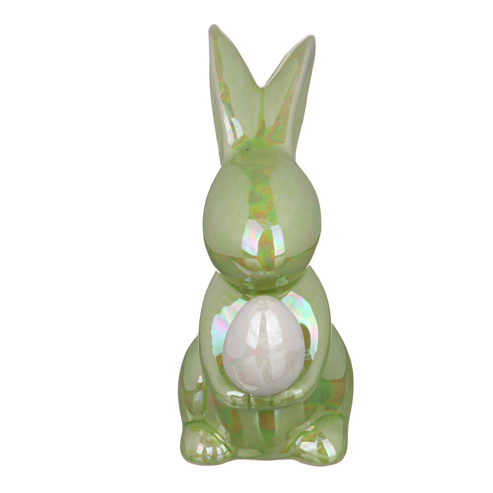 LADECOR Фигурка в виде зайчика с яйцом, керамика, 3 цвета, 11,2х7,4 см - #3