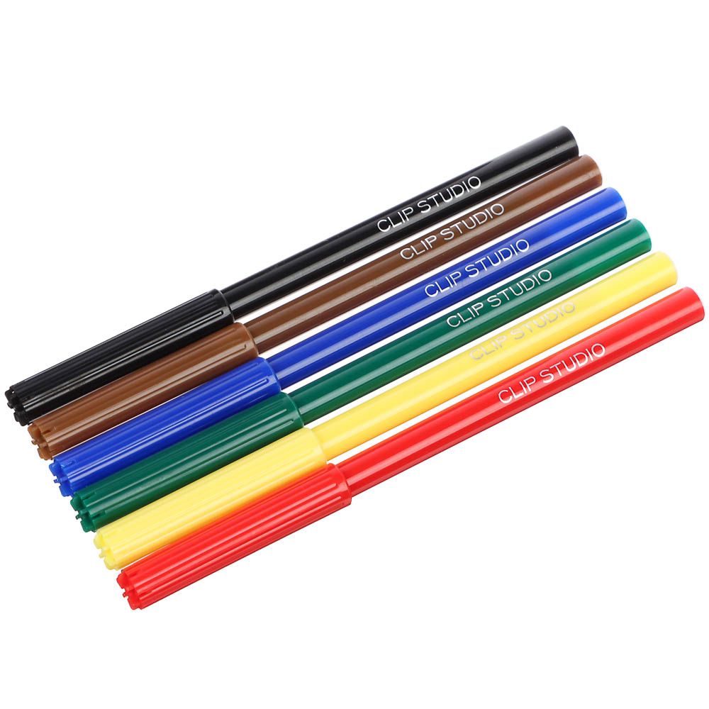 ClipStudio Фломастеры 6 цветов, с цветным вент.колпачком, 2 вида, ПВХ пенал с подвесом - #3