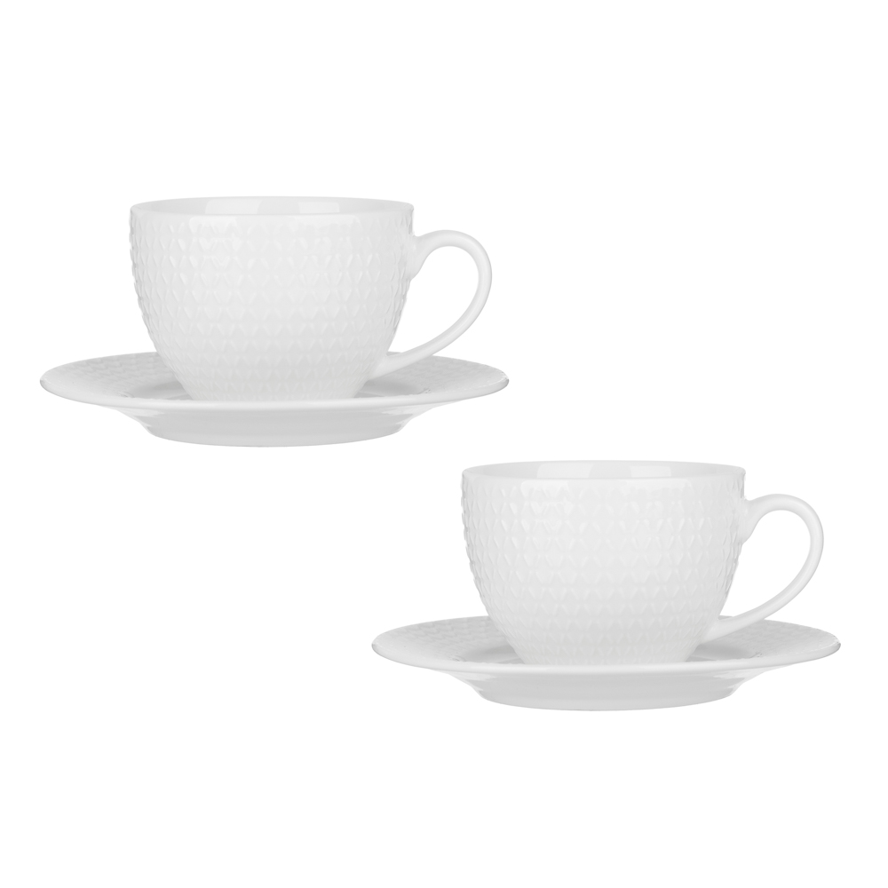 Набор чайный 4 пр., 260мл, MILLIMI, ромб белый, фарфор - #2