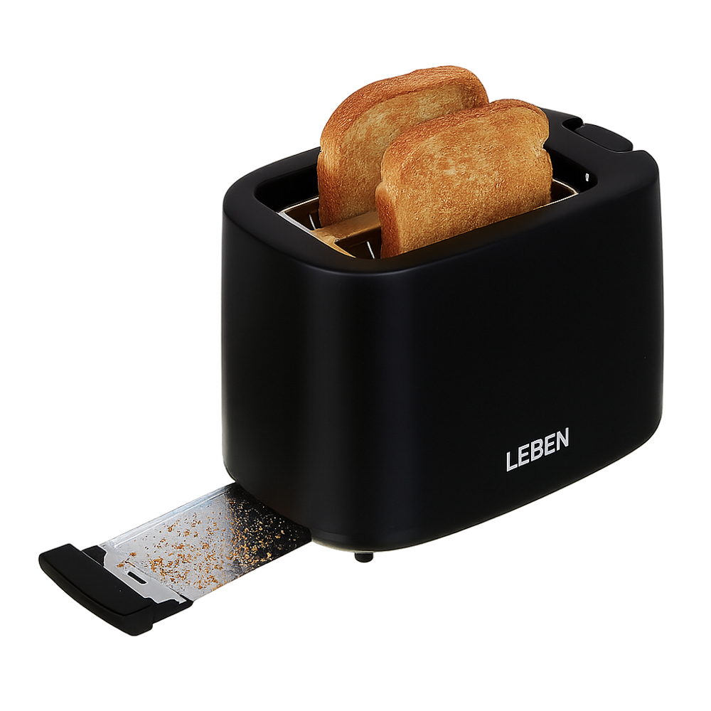LEBEN Тостер, 650 Вт, 2 слота, регулятор мощности/степени прожарки, пластик, металл, чёрный - #8