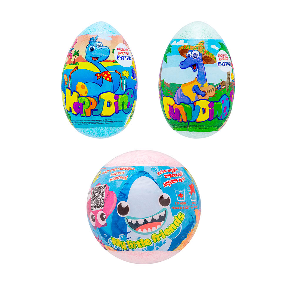 Средство шипучее для ванн My Little friends / Happy Dino с растущей игрушкой, 130г - #1