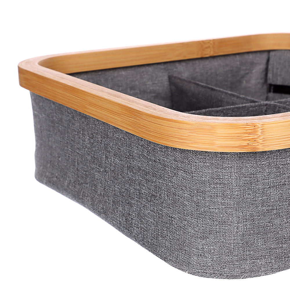 VETTA Корзина для хранения складная Bamboo Eco, 4 отдела, 30x30x9 см, бамбук, полиэстер - #2
