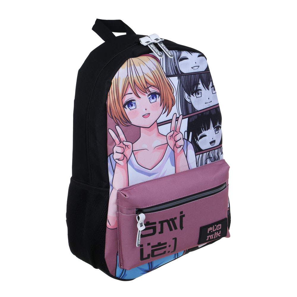 Японский стиль Рюкзак подростковый 43,5х29х13,5см, 1 отд., 3 карм., ПЭ, нашивка и пулеры из силикона - #2