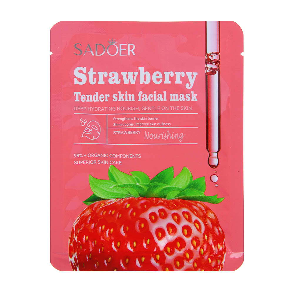 SADOER Маска тканевая увлажняющая, 25 гр, клубника - #1