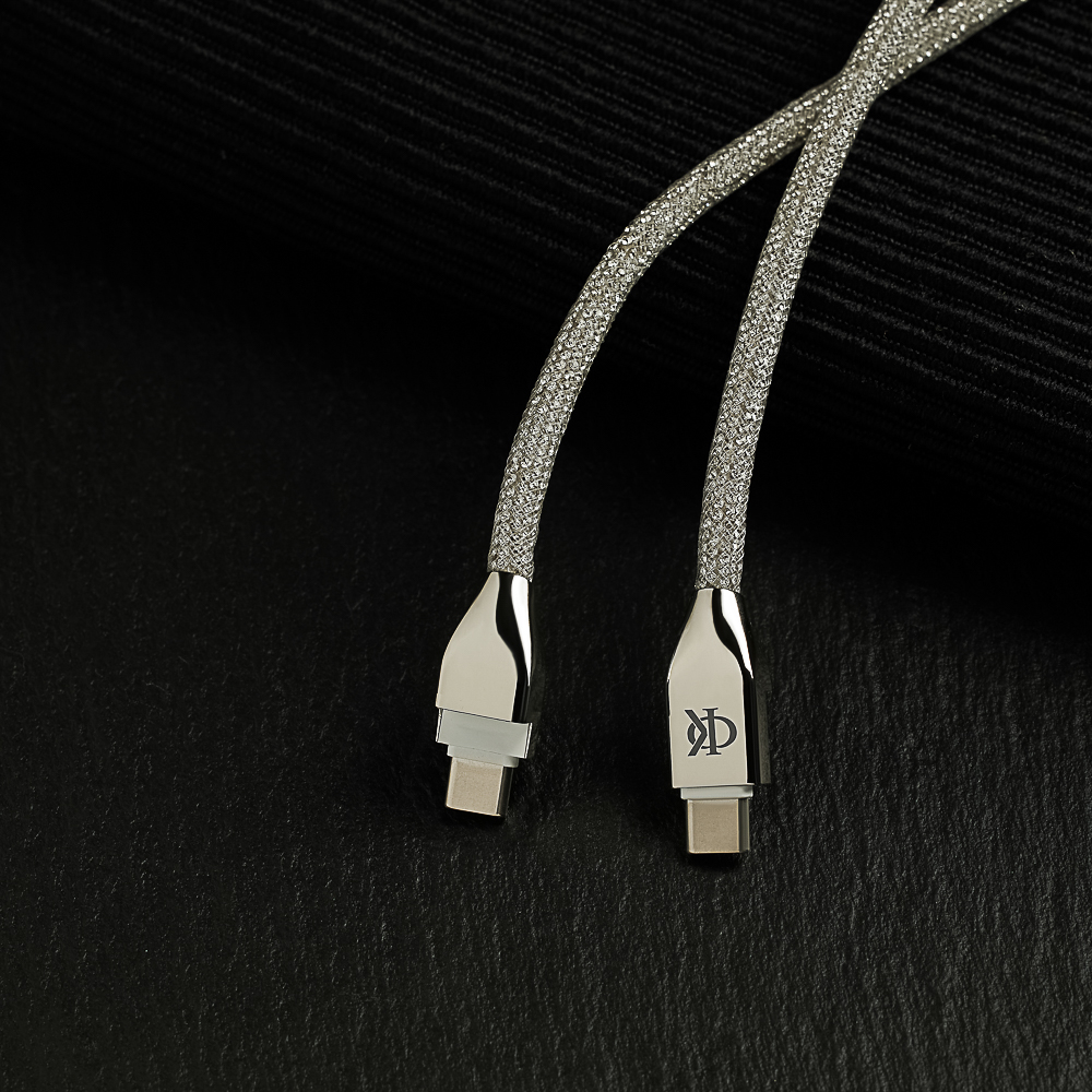 BY Ф.Киркоров Кабель для зарядки КРИСТАЛЛЫ Type-C-Type-C, 1м, Быстрая зарядка 3А, QC, PD 65W, сереб. - #11