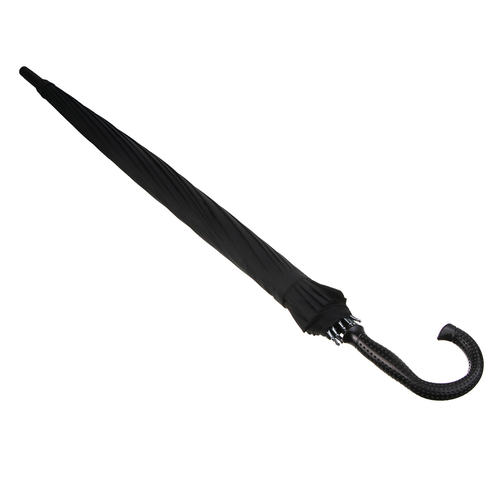 Зонт-трость универсальный, диаметр 115см, 16 спиц, металл, полиэстер, эпонж, черный - #4